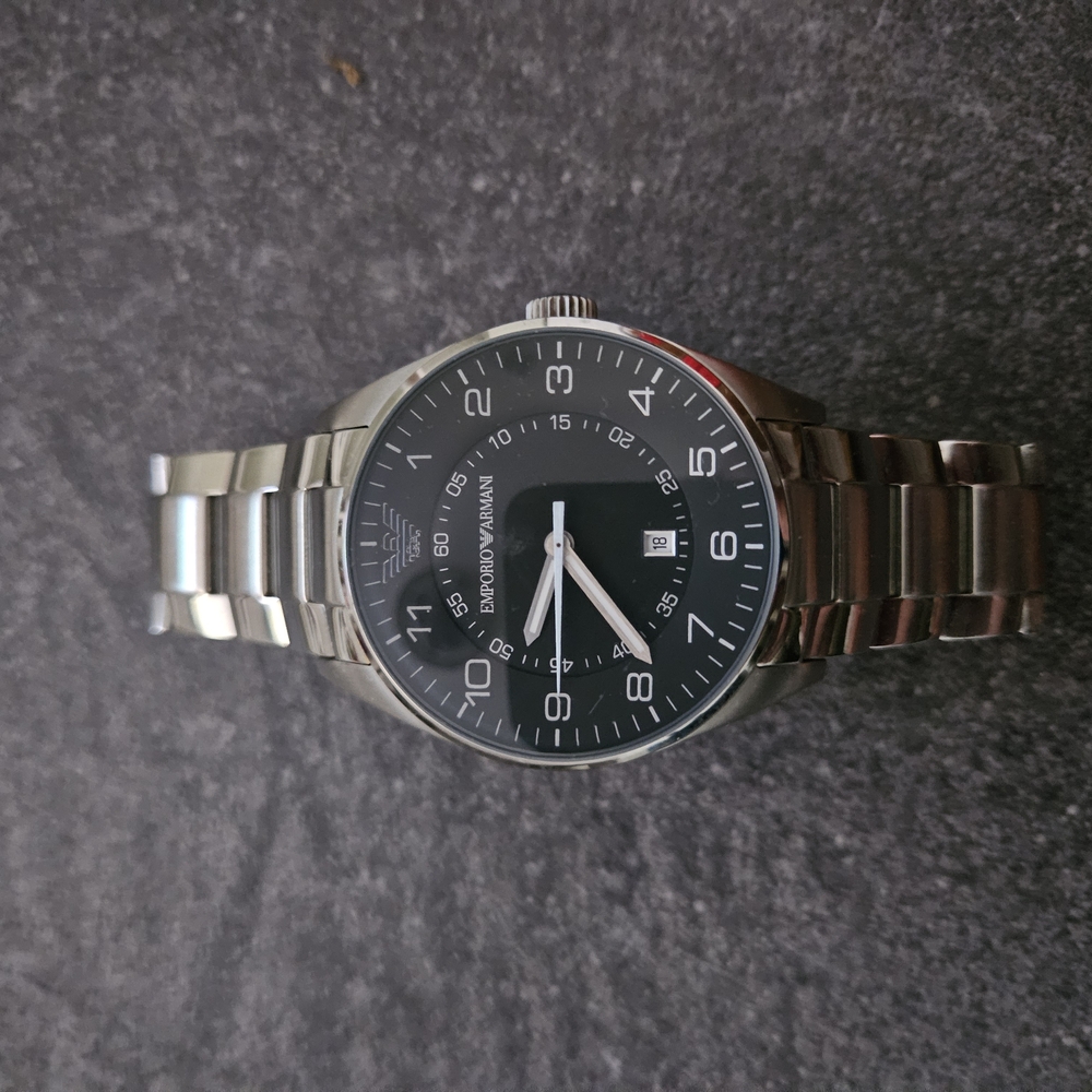 Emporio Armani Silver and Black Watch